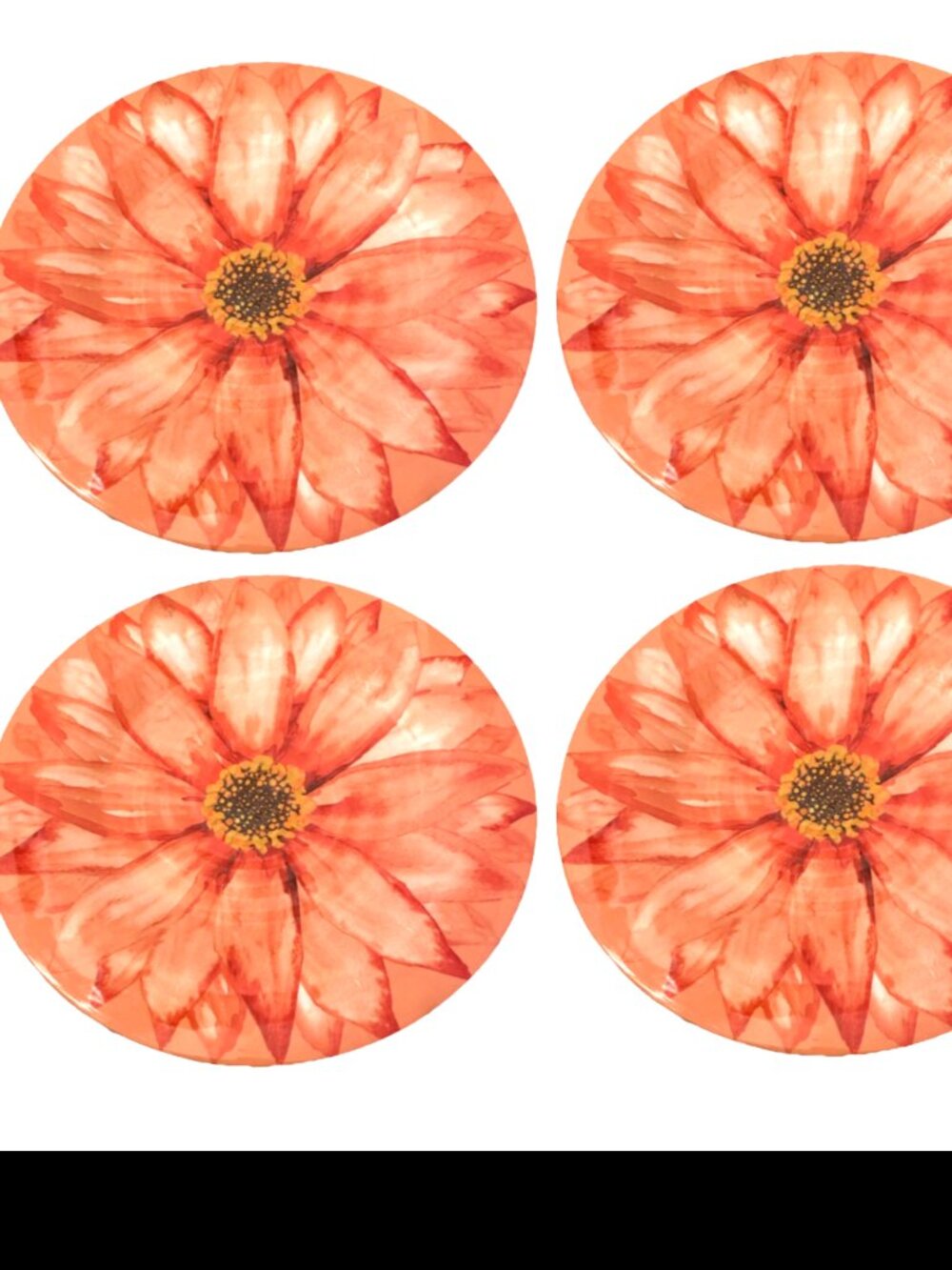 Orange Sunflower Plates Set of 4 Salad Melamine 9 in. Hobby Lobby